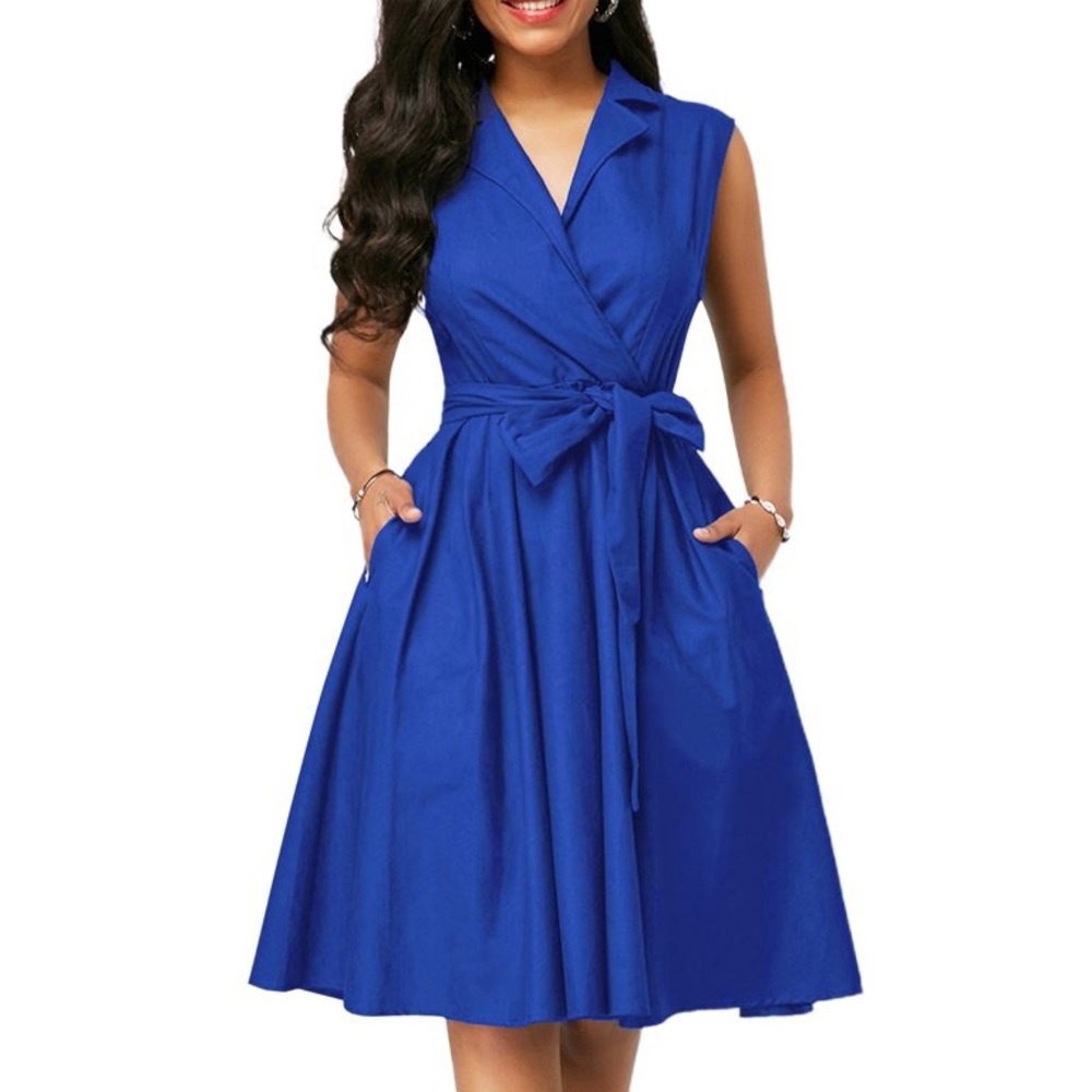 *NWT Cute Chic Faux Wrap Blue Dress*